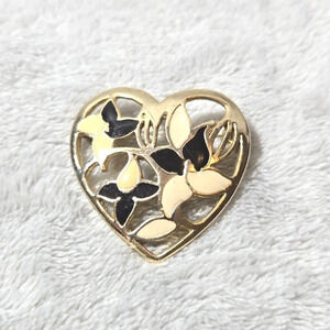 #437 VINTAGE Heart gold tone brooch